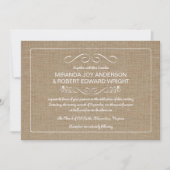 Rustic Burlap Wedding Invitations Natural Tan Kaart (Voorkant)