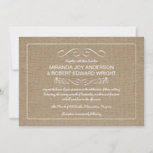 Rustic Burlap Wedding Invitations Natural Tan Kaart