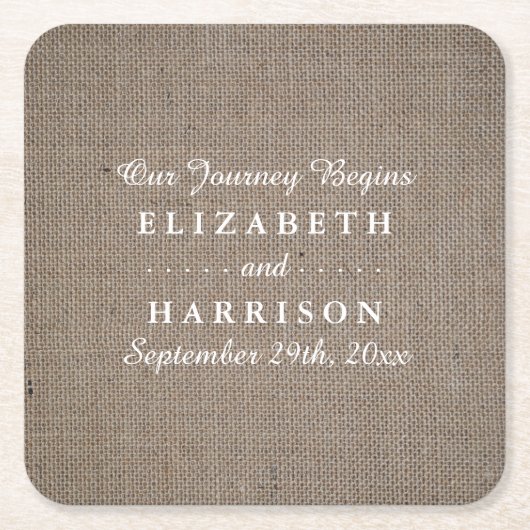 Rustic Burlap Wedding Kartonnen Onderzetters (Voorkant)
