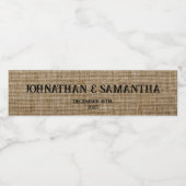 Rustic Burlap Wedding Label – Gepersonaliseerde Na Waterfles Etiket (Enkel label)