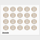 Rustic Burlap Wedding Monogram Ronde Sticker (Vel)