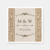 Rustic Burlap Wedding Monogram Servet (Voorkant)