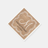 Rustic Burlap Wedding Monogram Servet (Hoek)