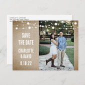 Rustic  Burlap Wedding Photo Save the Date Aankondigingskaart (Voorkant / Achterkant)
