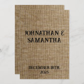 Rustic Burlap Wedding Program – Personalized Programmakaart (Voorkant / Achterkant)