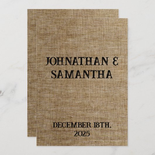 Rustic Burlap Wedding Program – Personalized Programmakaart (Voorkant / Achterkant)