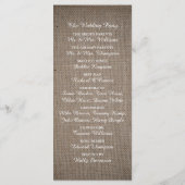 Rustic Burlap Wedding Programmakaart (Achterkant)