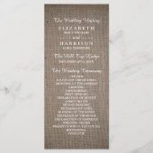 Rustic Burlap Wedding Programmakaart (Voorkant)