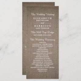 Rustic Burlap Wedding Programmakaart