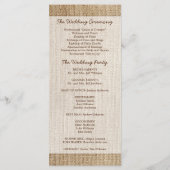Rustic Burlap Wedding Programme Programmakaart (Achterkant)