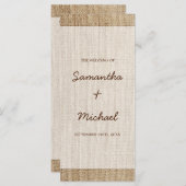 Rustic Burlap Wedding Programme Programmakaart (Voorkant / Achterkant)