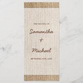 Rustic Burlap Wedding Programme Programmakaart (Voorkant)
