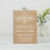 Rustic Burlap Wedding Reception Vintage Kaart (Staand voorkant)