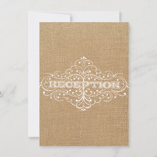 Rustic Burlap Wedding Reception Vintage Kaart (Achterkant)