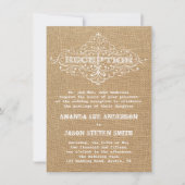 Rustic Burlap Wedding Reception Vintage Kaart (Voorkant)