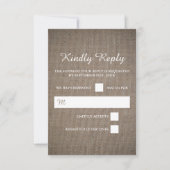 Rustic Burlap Wedding RSVP Kaartje (Voorkant)