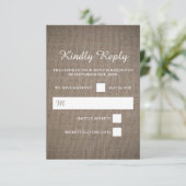 Rustic Burlap Wedding RSVP Kaartje (Staand voorkant)