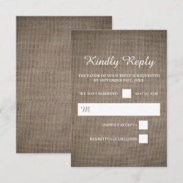 Rustic Burlap Wedding RSVP Kaartje