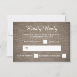 Rustic Burlap Wedding RSVP Kaartje
