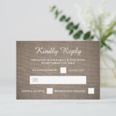Rustic Burlap Wedding RSVP Kaartje (Staand voorkant)