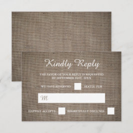 Rustic Burlap Wedding RSVP Kaartje