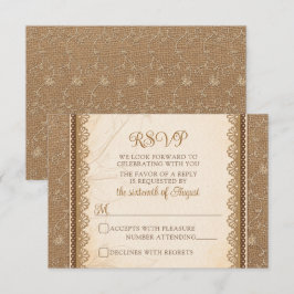 Rustic Burlap Wedding RSVP Kaartje