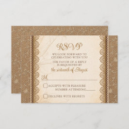 Rustic Burlap Wedding RSVP Kaartje