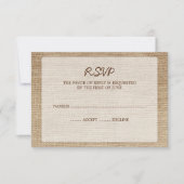 Rustic Burlap Wedding RSVP-reactiekaart RSVP Kaartje (Voorkant)