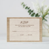 Rustic Burlap Wedding RSVP-reactiekaart RSVP Kaartje (Staand voorkant)