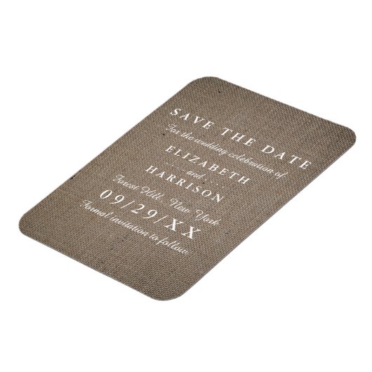 Rustic Burlap Wedding Save the Date Magneet (Linkerzijde)