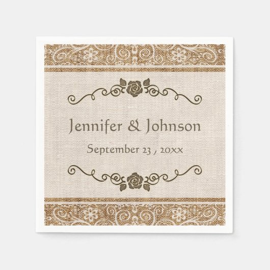 Rustic Burlap Wedding Servetten (Voorkant)