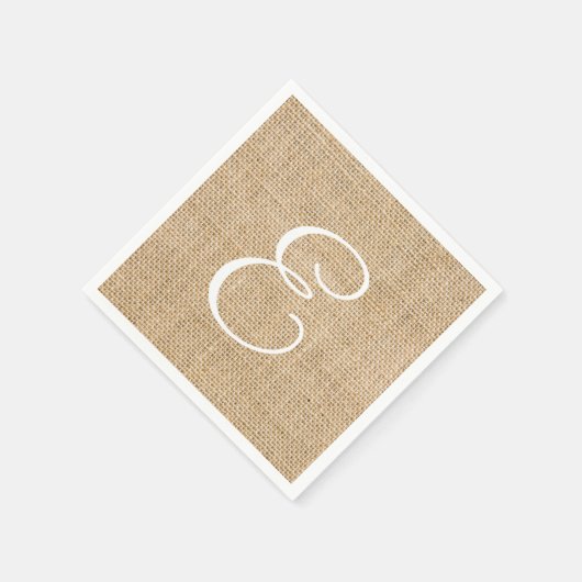 Rustic Burlap Wedding Simple Monogram Servetten (Hoek)