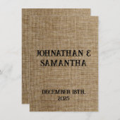 Rustic Burlap Wedding Thank You Card – Personalize Bedankkaart (Voorkant / Achterkant)