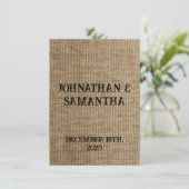 Rustic Burlap Wedding Thank You Card – Personalize Bedankkaart (Staand voorkant)