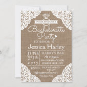 Rustic Burlap & White Lace Bachelorette Party Kaart (Voorkant)