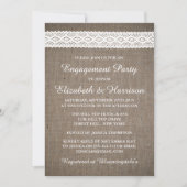 Rustic Burlap,  White Lace Engagement Party Kaart (Voorkant)