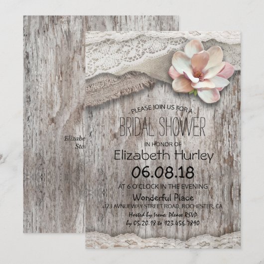 Rustic Burlap White Lace Floral Barn Vrijgezellenf Kaart (Voorkant / Achterkant)