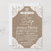 Rustic Burlap & White Lace Hen Party Kaart (Voorkant)