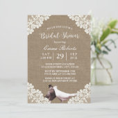Rustic Burlap White Lace Lovebird Vrijgezellenfees Kaart (Staand voorkant)