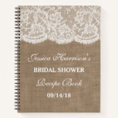 Rustic Burlap & White Lace Vrijgezellenfeest Recip Notitieboek (Voorkant)