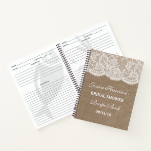 Rustic Burlap & White Lace Vrijgezellenfeest Recip Notitieboek