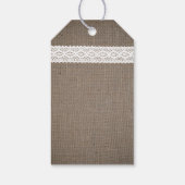 Rustic Burlap &  White Lace Wedding Cadeaulabel (Achterkant)