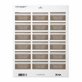 Rustic Burlap &  White Lace Wedding Etiket (Full Sheet)