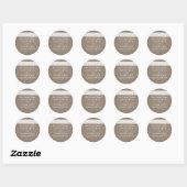 Rustic Burlap &  White Lace Wedding Favor Ronde Sticker (Vel)