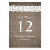 Rustic Burlap & White Lace Wedding Kaart (Voorkant)