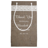 Rustic Burlap &  White Lace Wedding Klein Cadeauzakje (Voorkant)