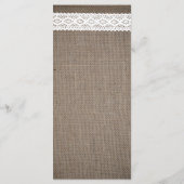 Rustic Burlap &  White Lace Wedding Menu (Achterkant)