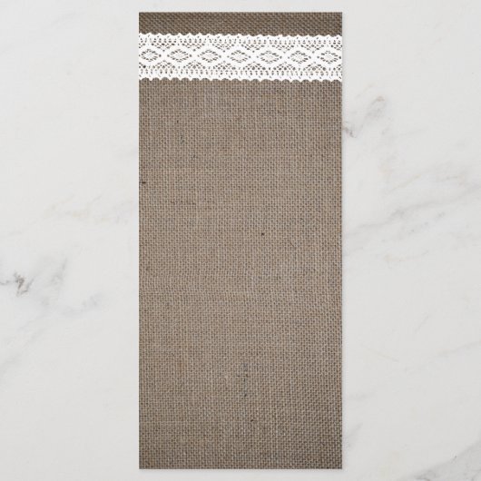 Rustic Burlap &  White Lace Wedding Menu (Achterkant)