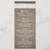 Rustic Burlap &  White Lace Wedding Menu (Voorkant)