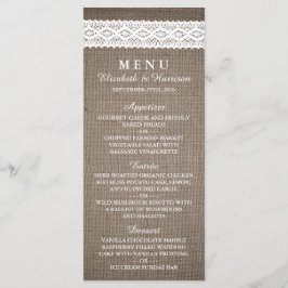 Rustic Burlap &  White Lace Wedding Menu